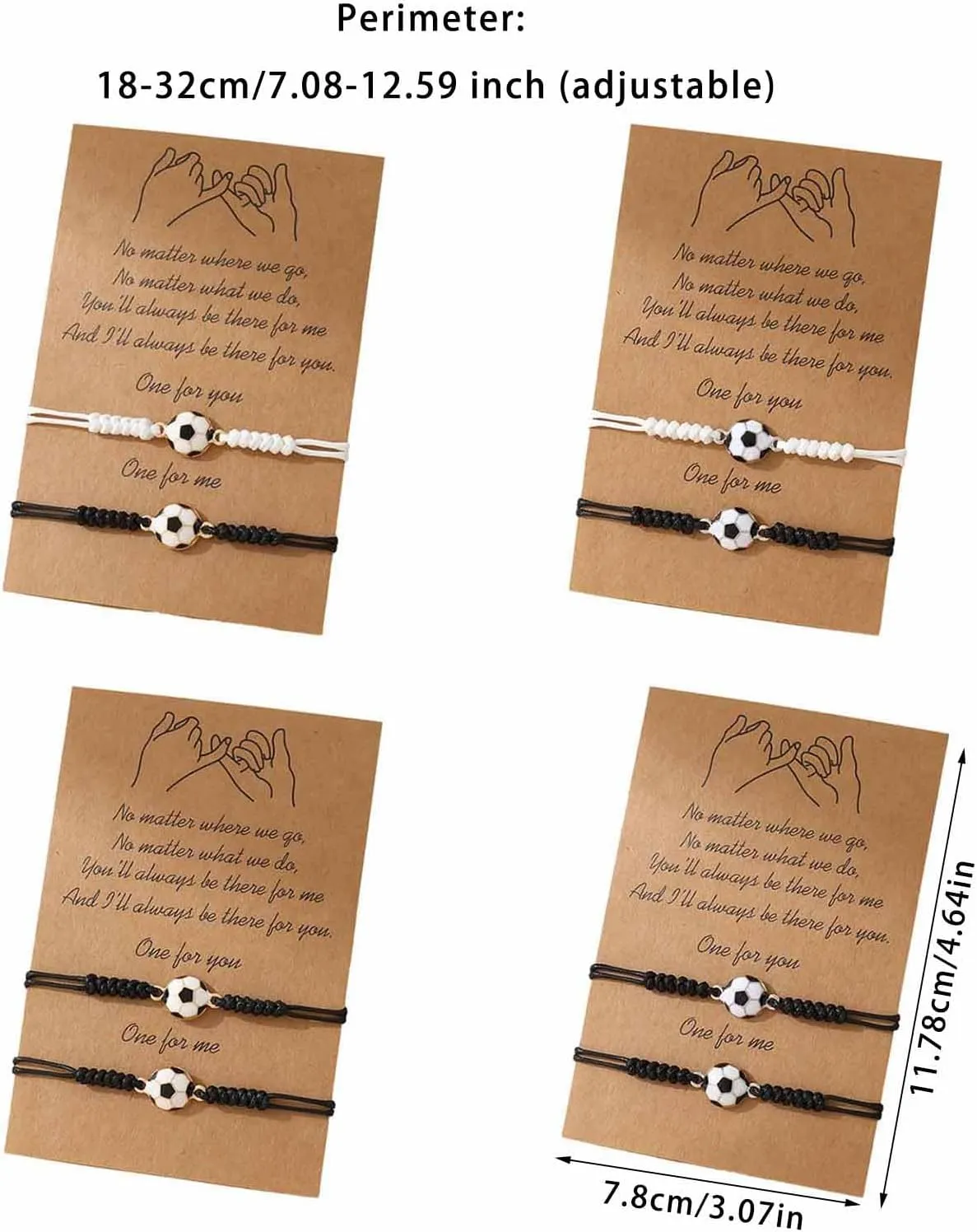 Matching Soccer Bracelets for Best Friend Couples Birthday Gifts Adjustable Braided Friendship Accessories for Him and H