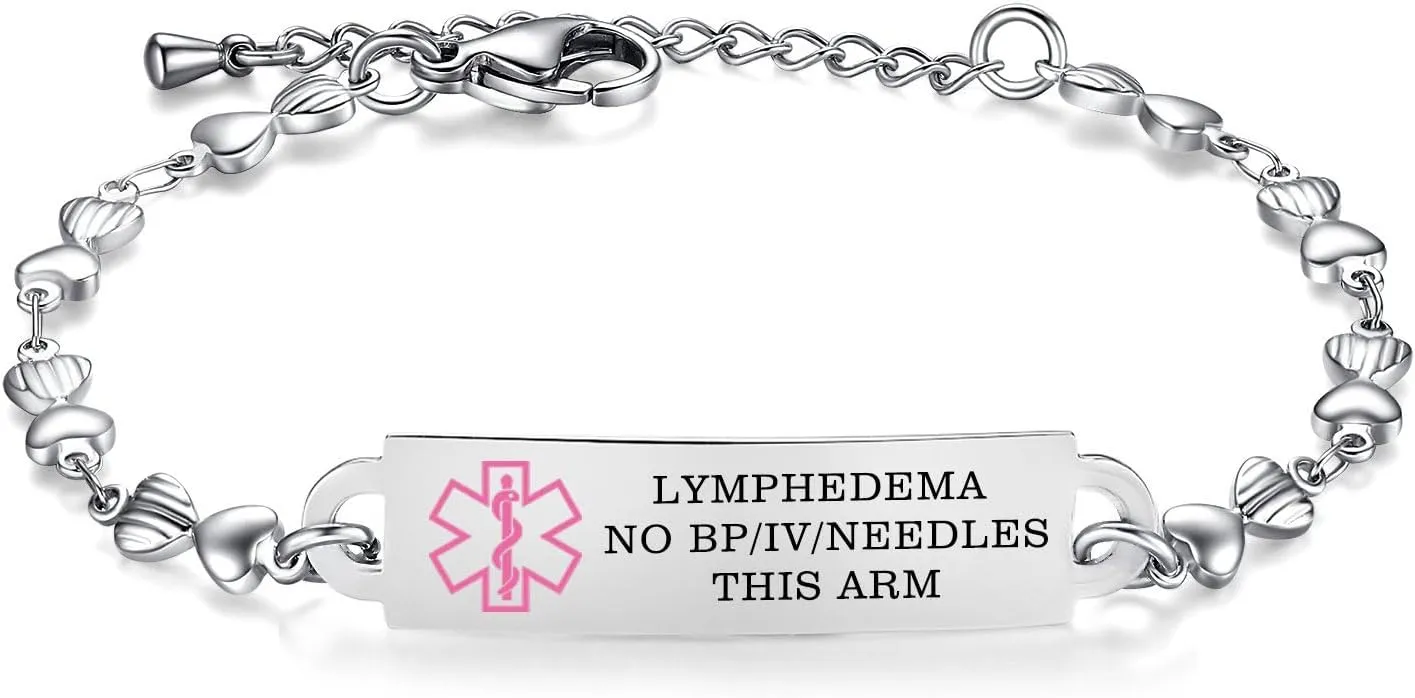 Medical Alert Bracelets for Women Adjustable Personalized Free Engrave Medical ID Bracelets 6.5-8 Inch