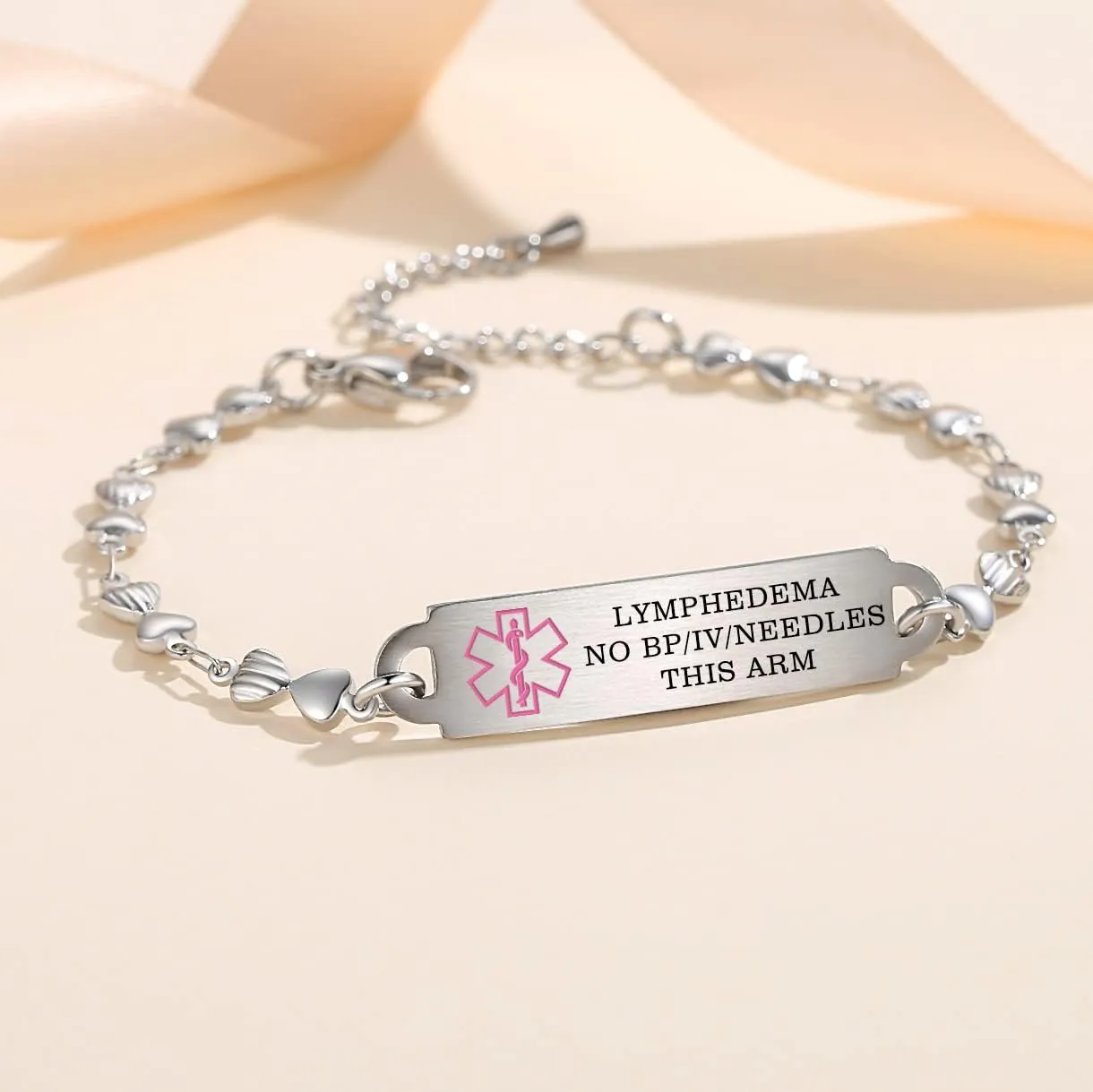 Medical Alert Bracelets for Women Adjustable Personalized Free Engrave Medical ID Bracelets 6.5-8 Inch