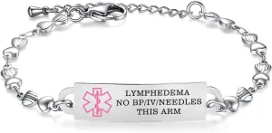 Medical Alert Bracelets for Women Adjustable Personalized Free Engrave Medical ID Bracelets 6.5-8 Inch