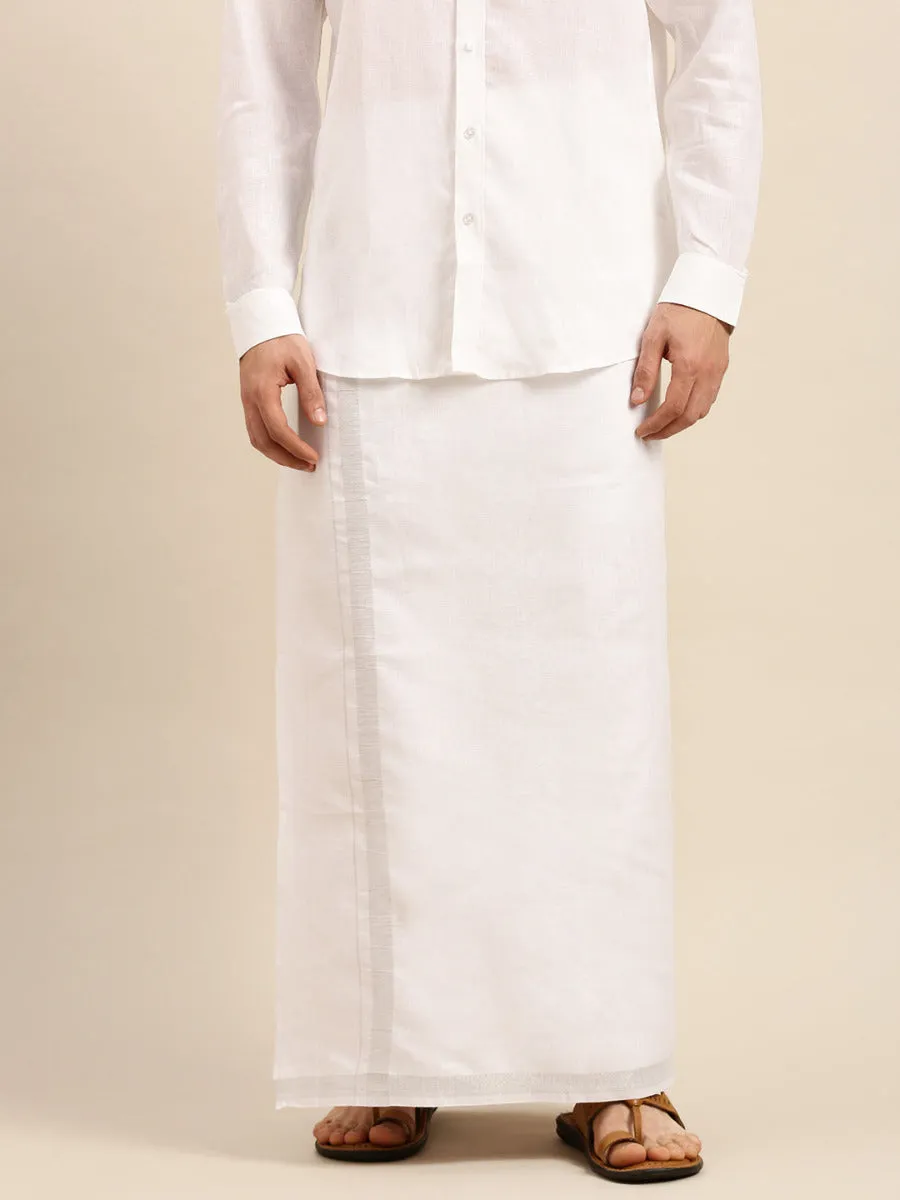 Men Premium Pure Linen Single Dhoti Silver 2660 SJ