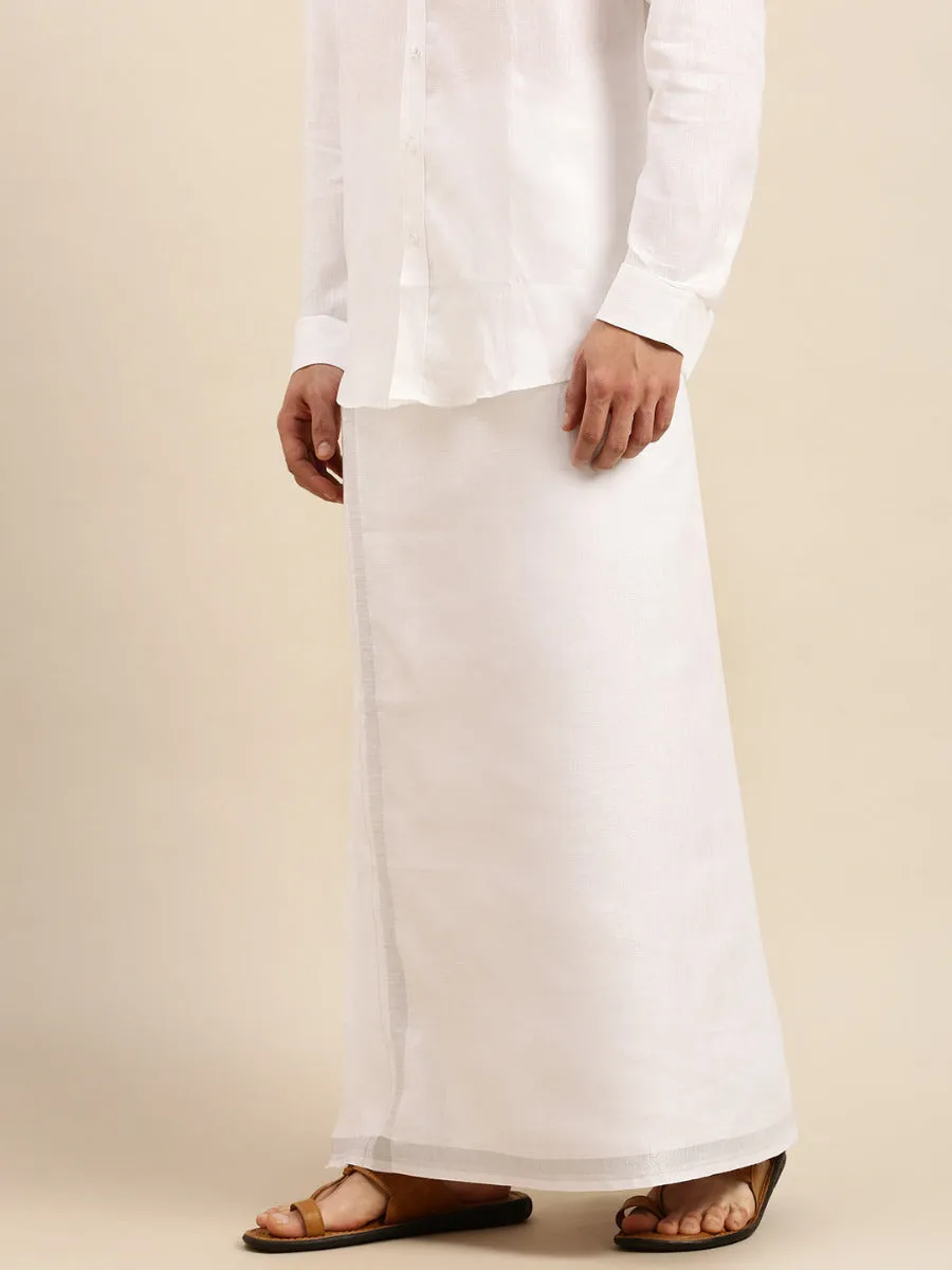 Men Premium Pure Linen Single Dhoti Silver 2660 SJ