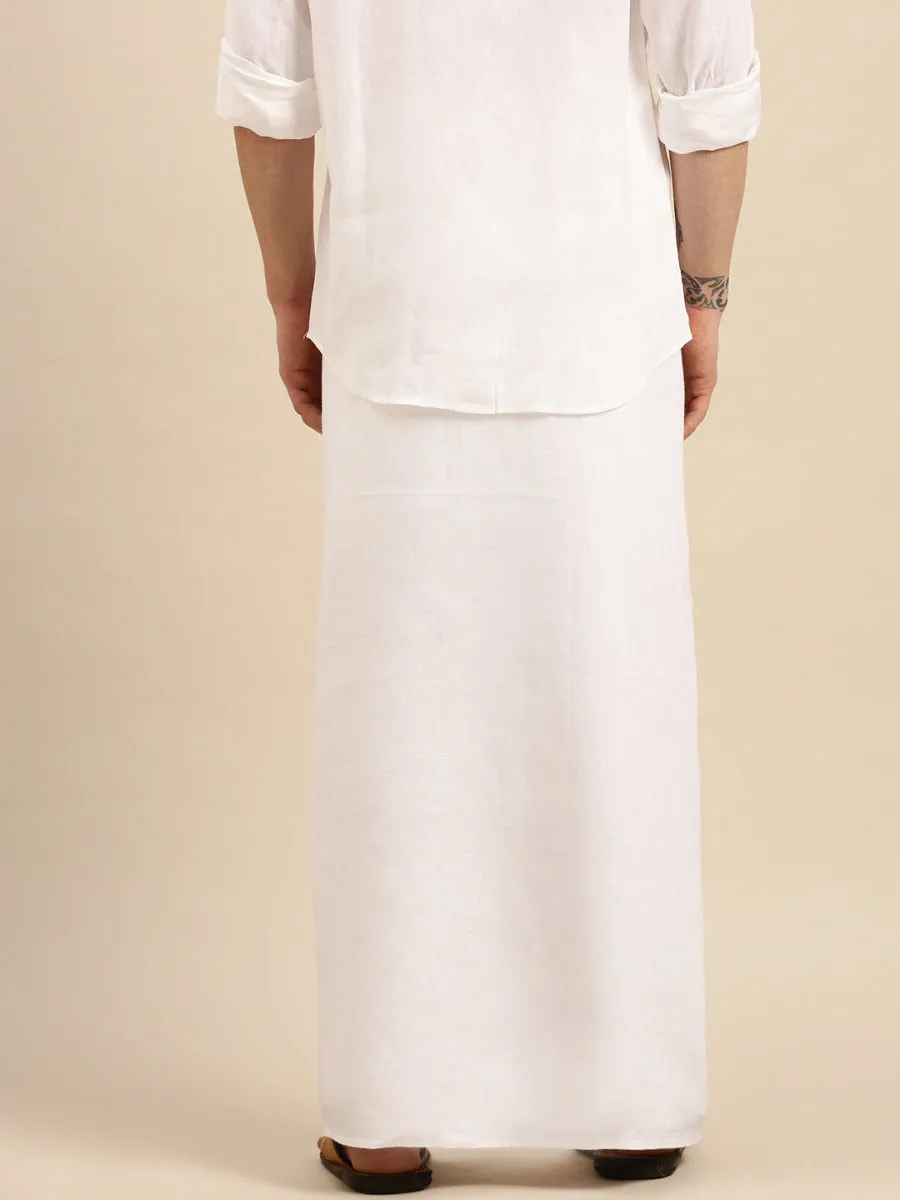Men Premium Pure Linen Single Dhoti Silver 2660 SJ
