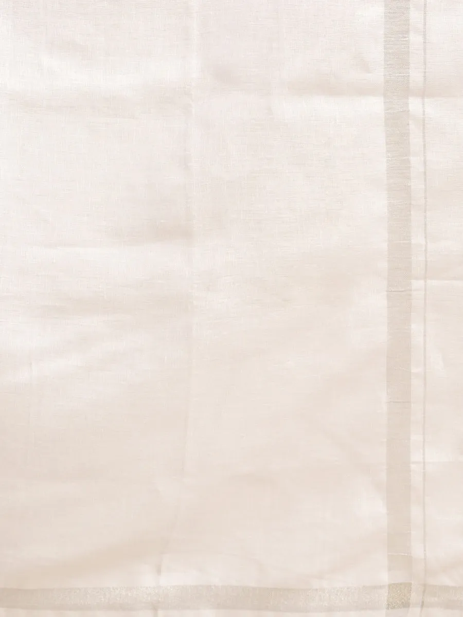 Men Premium Pure Linen Single Dhoti Silver 2660 SJ
