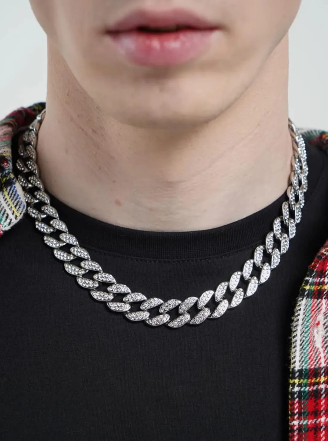 Mens Chains Diamond Cuban Link Chain Necklace Bracelets Set for Men Women Bling Bling Hip Hop Jewelry