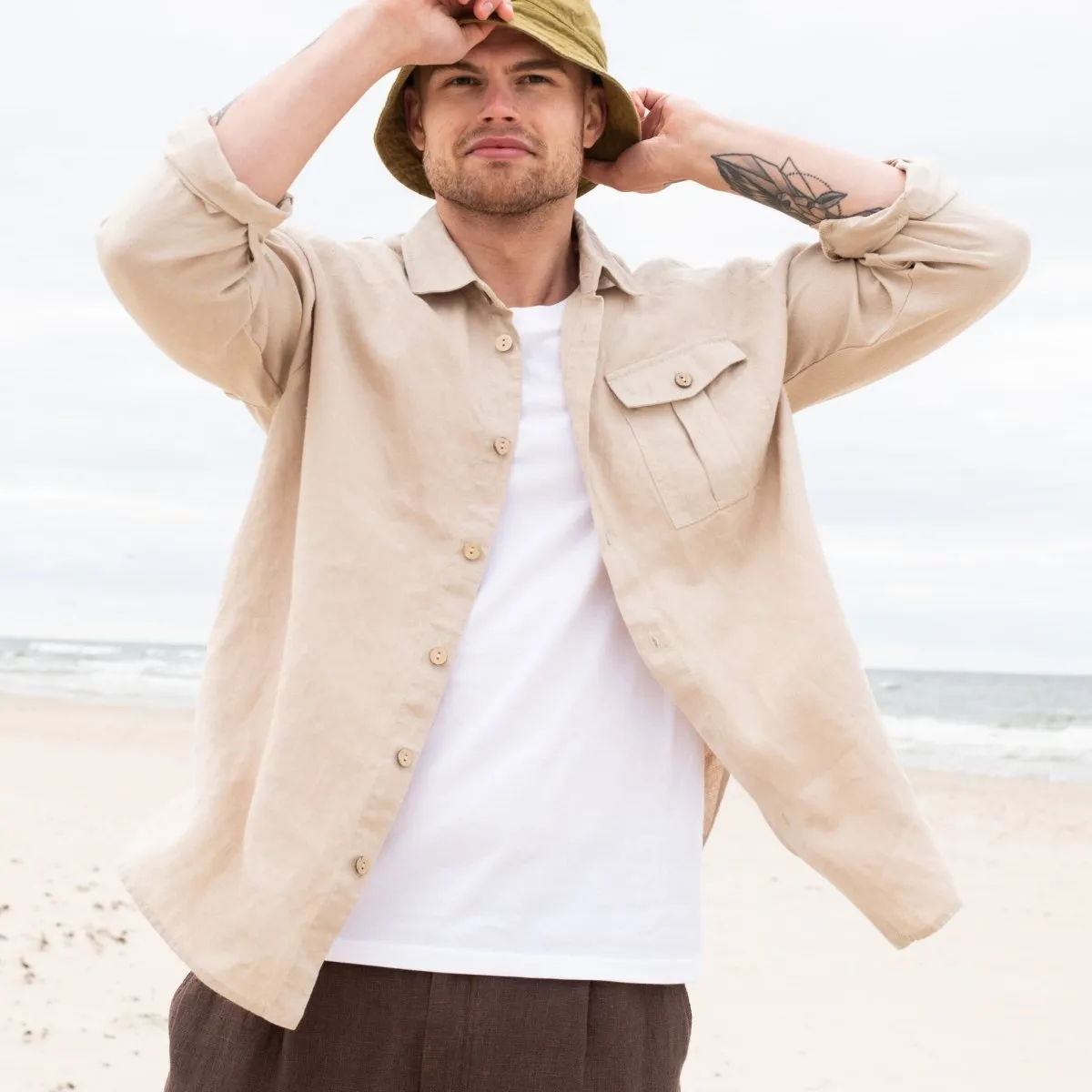 Men’s long sleeve linen shirt MONTREAL