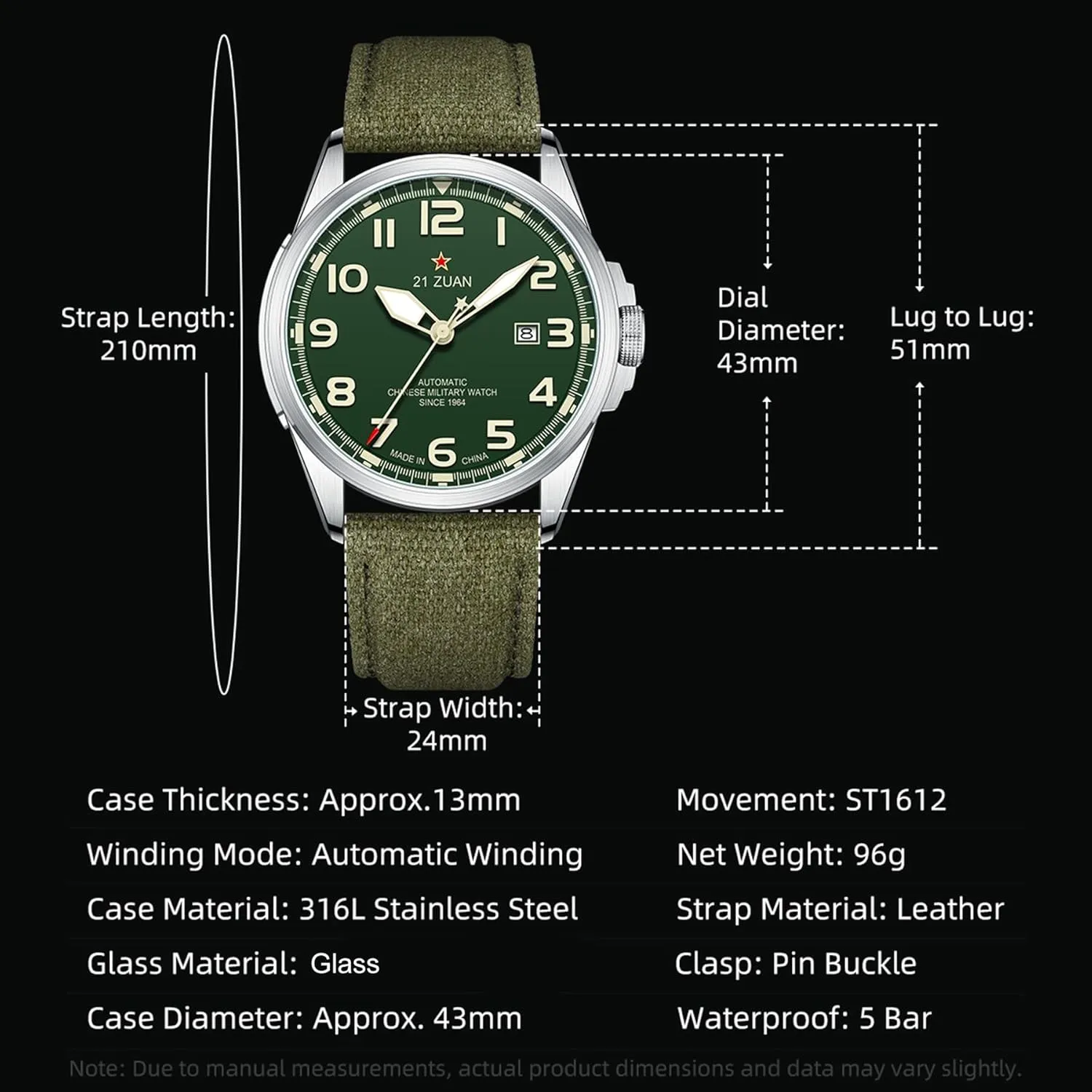 Men's Mechanical Watch, Automatic Watches, Military Watches for Men, Mens Army Tactical Field Sport Work Watch, Waterproof Date Display, Outdoor Work Wrsitwatch, D581