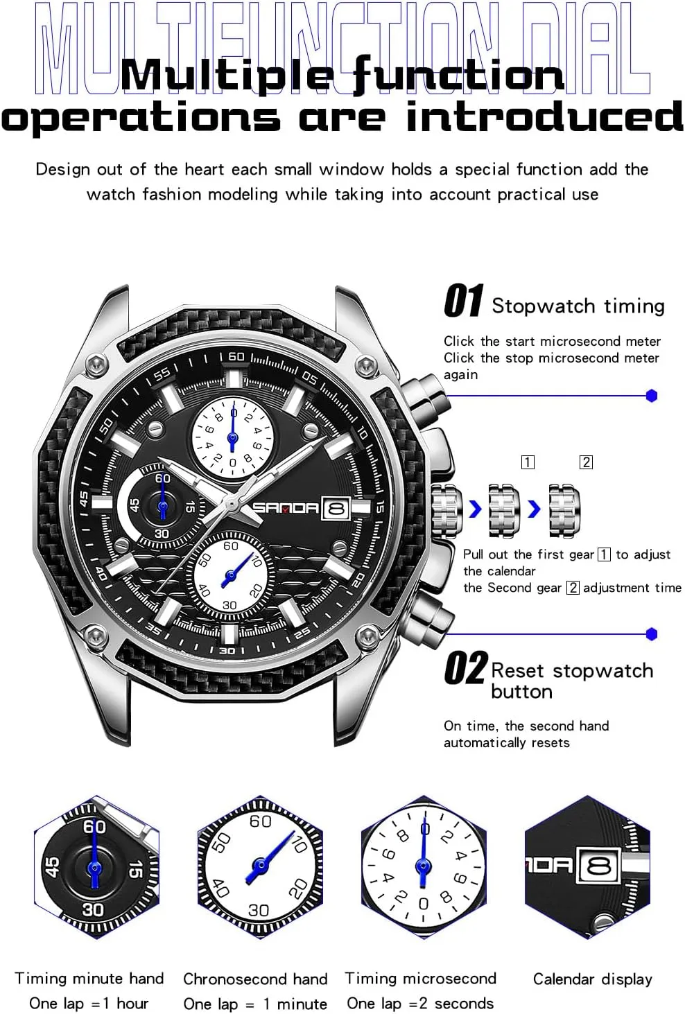 Mens Watches for Men Analog Quartz Watches with Waterproof Chronograph Calendar Leather Strap Stainless Steel Watch,Classic Stylish Fashion Sport Casual Business Wristwatch