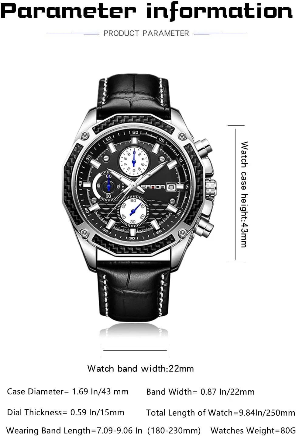Mens Watches for Men Analog Quartz Watches with Waterproof Chronograph Calendar Leather Strap Stainless Steel Watch,Classic Stylish Fashion Sport Casual Business Wristwatch