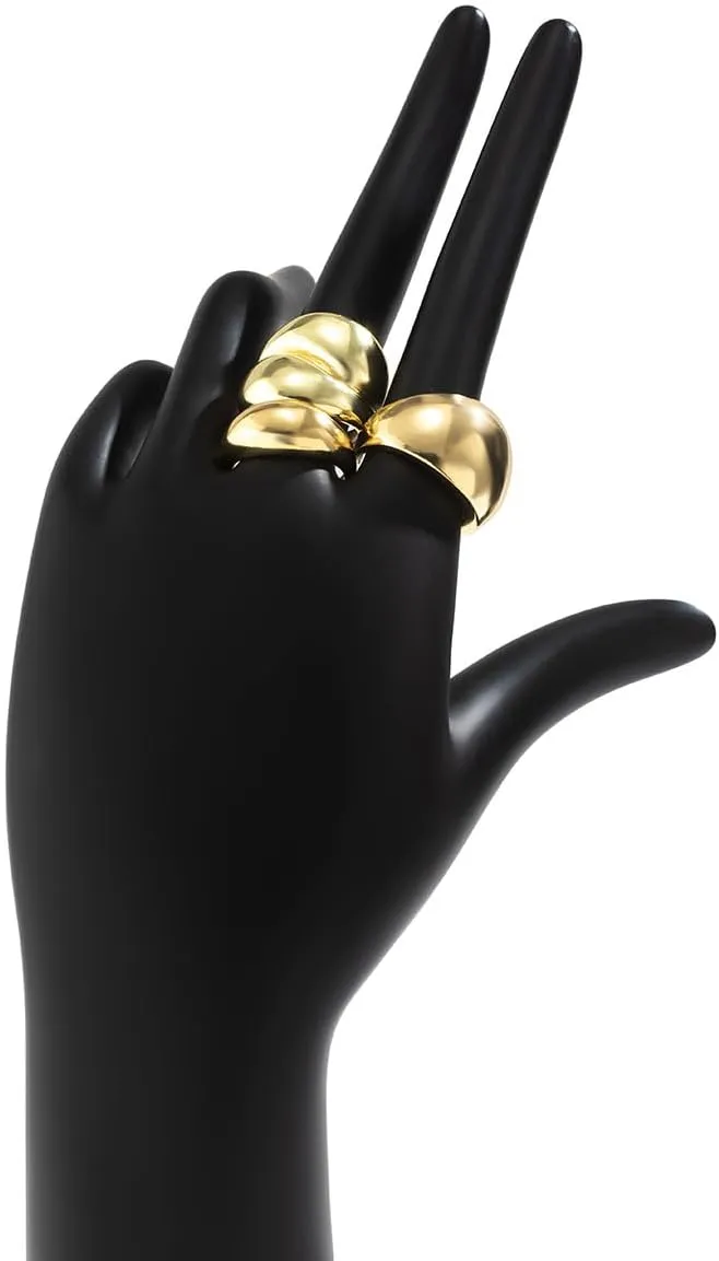 MIFYNN Chunky Gold Rings for Women Gold Silver Adjustable Thick Ring Fashion Statement Ring Open Dome Ring Chunky Silver Rings Geometric Curved Minimalist Simple Rings