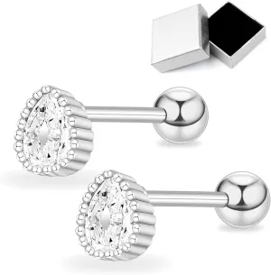 Minimalist Hypoallergenic Cartilage Earrings Set in Gold and Silver - 7 Styles, Copper Material, Surgical Steel, Screw Back, Second Hole Pierced Earrings for Sensitive Ears - Cute 5mm Ball Studs Jewelry Gift