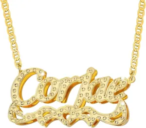 MissNaNa Personalized Name Necklace Name Plate Necklaces Custom Name Necklace Gold Name Plate Necklace Customized Necklace Name for Women Lover Men Name Chain Jewelry Gifts