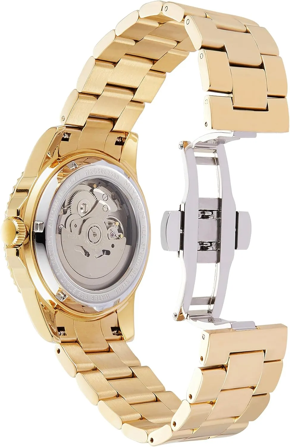 Miykon Automatic Watches for Men | Full Stainless Steel Mens Dive Watches with Quickset Day Date | Rotating Bezel, Skeleton Caseback, Luminous Hands and Markers, Japan Automatic, 50M Water Resistant