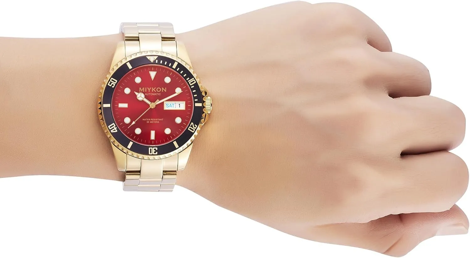 Miykon Automatic Watches for Men | Full Stainless Steel Mens Dive Watches with Quickset Day Date | Rotating Bezel, Skeleton Caseback, Luminous Hands and Markers, Japan Automatic, 50M Water Resistant