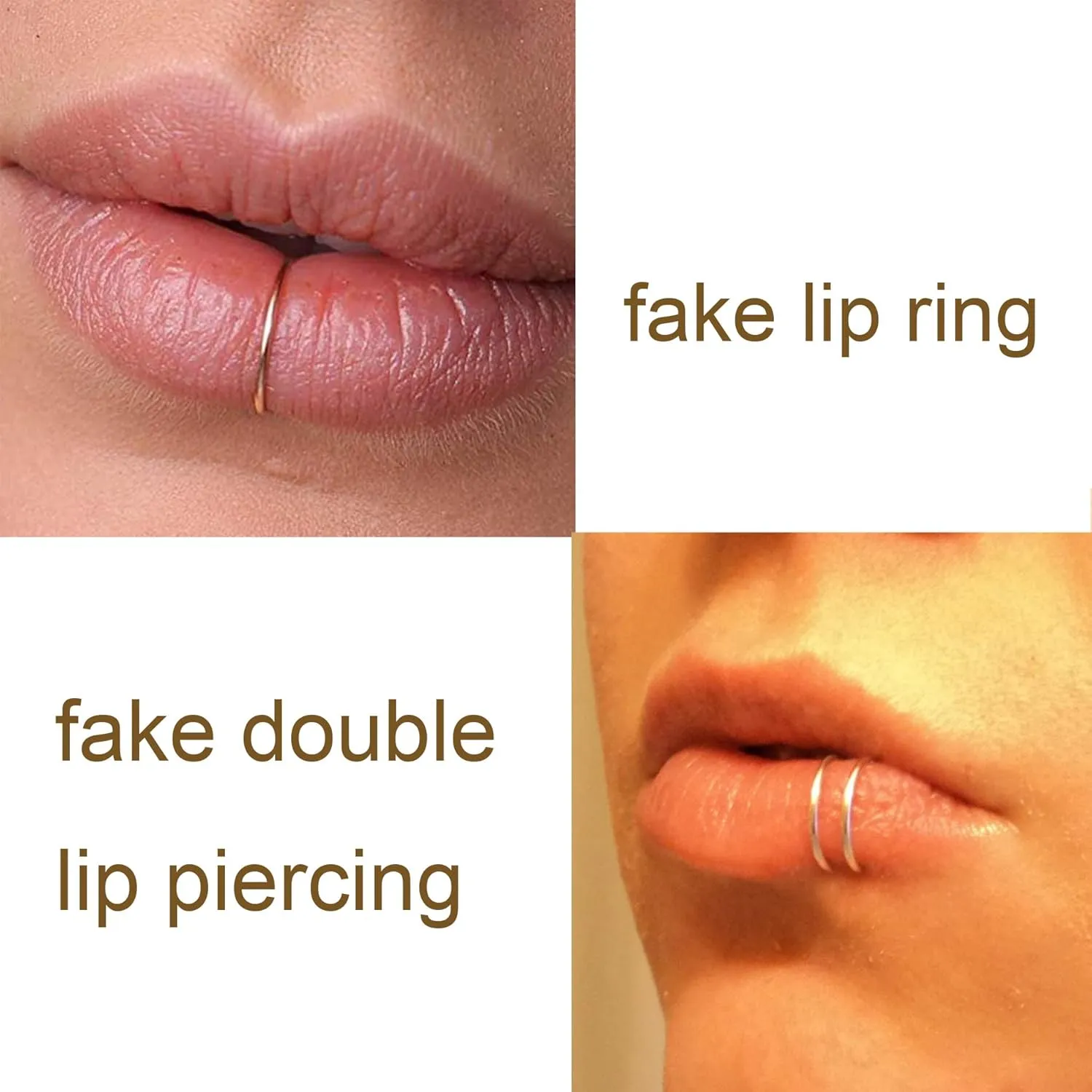 MODRSA Fake Nose Ring Hoop Fake Septum Fake Nose Ring Fake Septum Nose Ring Fake Nose Piercing Fake Nose Ring Stud Double Fake Noe Rings for Women Men