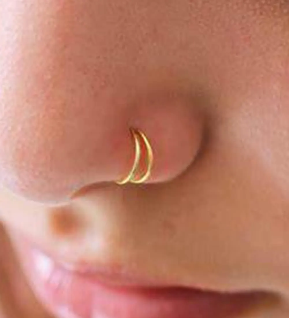 MODRSA Fake Nose Ring Hoop Fake Septum Fake Nose Ring Fake Septum Nose Ring Fake Nose Piercing Fake Nose Ring Stud Double Fake Noe Rings for Women Men
