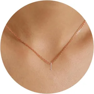 MONOOC Dainty Initial Necklaces for Women Girls - 14K Solid Gold Over Lowercase Initial Necklace Personalized Minimalist Letter Necklace Tiny Gold Initial Necklaces for Women Girls Jewelry