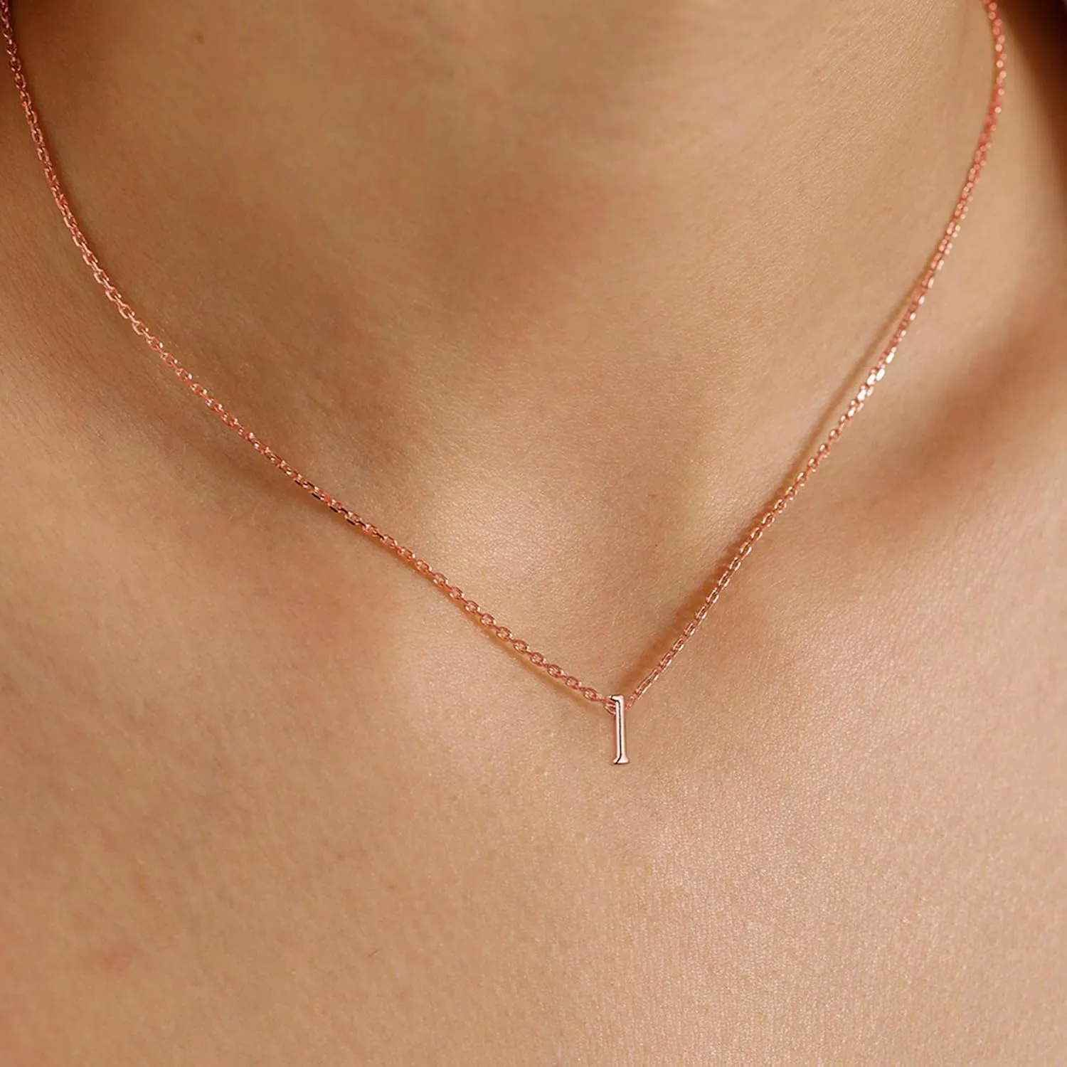 MONOOC Dainty Initial Necklaces for Women Girls - 14K Solid Gold Over Lowercase Initial Necklace Personalized Minimalist Letter Necklace Tiny Gold Initial Necklaces for Women Girls Jewelry