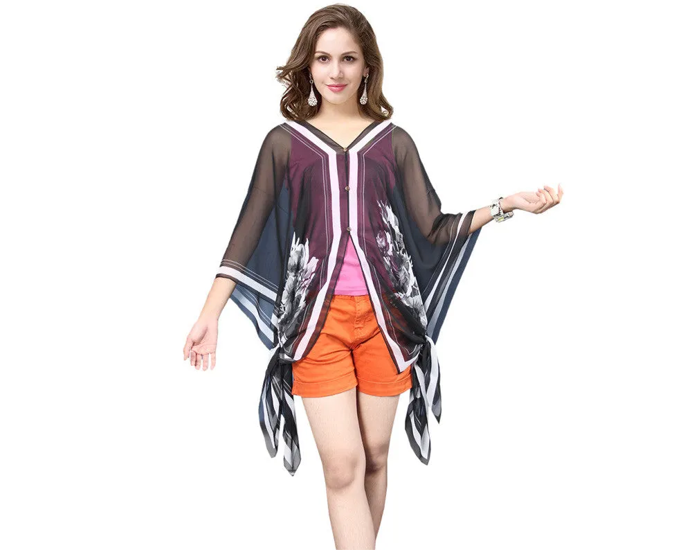 Multi Wear, Magic Wrap Floral Sheer Fashion Cover Up / Maternity Clothes