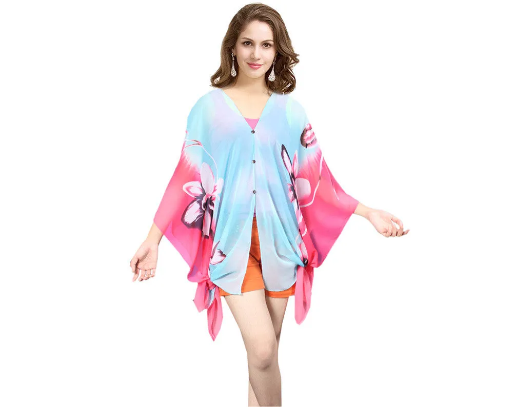 Multi Wear, Magic Wrap Floral Sheer Fashion Cover Up / Maternity Clothes
