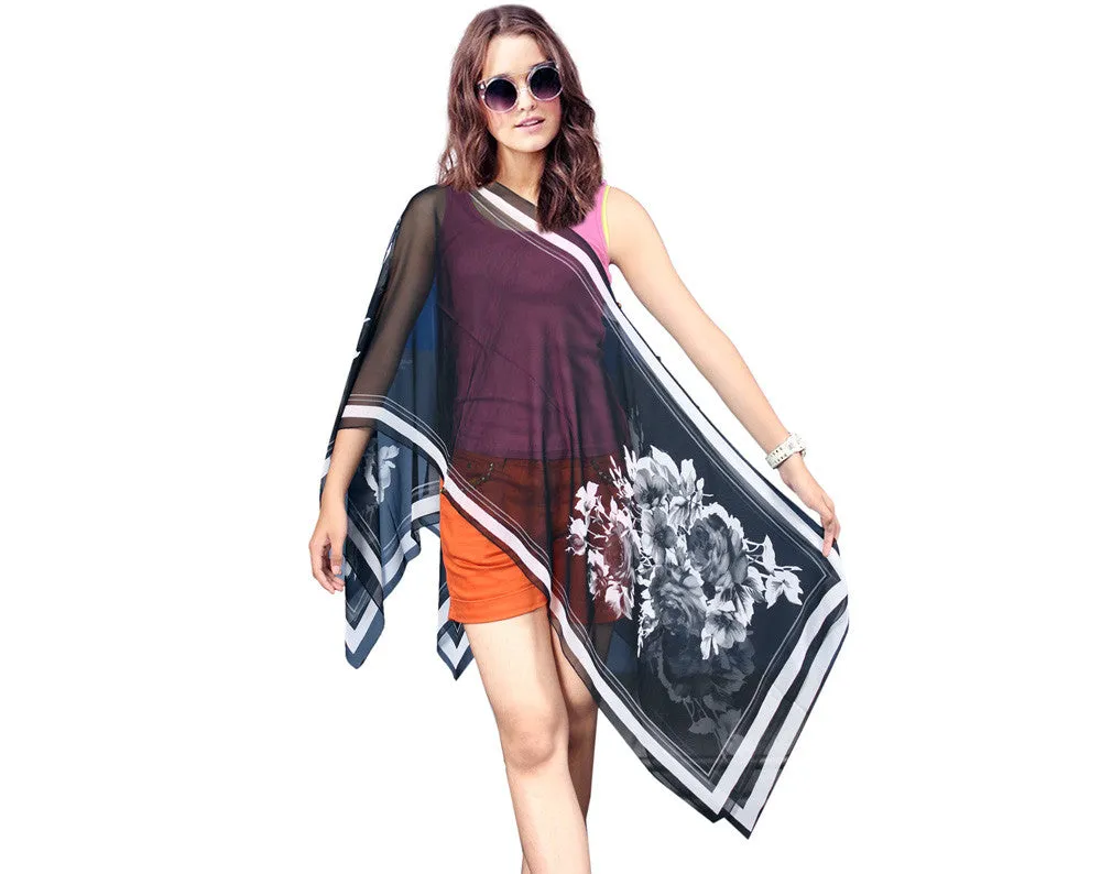 Multi Wear, Magic Wrap Floral Sheer Fashion Cover Up / Maternity Clothes