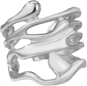 Multipurpose Sturdy Metal Materials Gold Hollow Rings Fashionable Wide Bands Jewelry Gifts for Couples Casual Wear