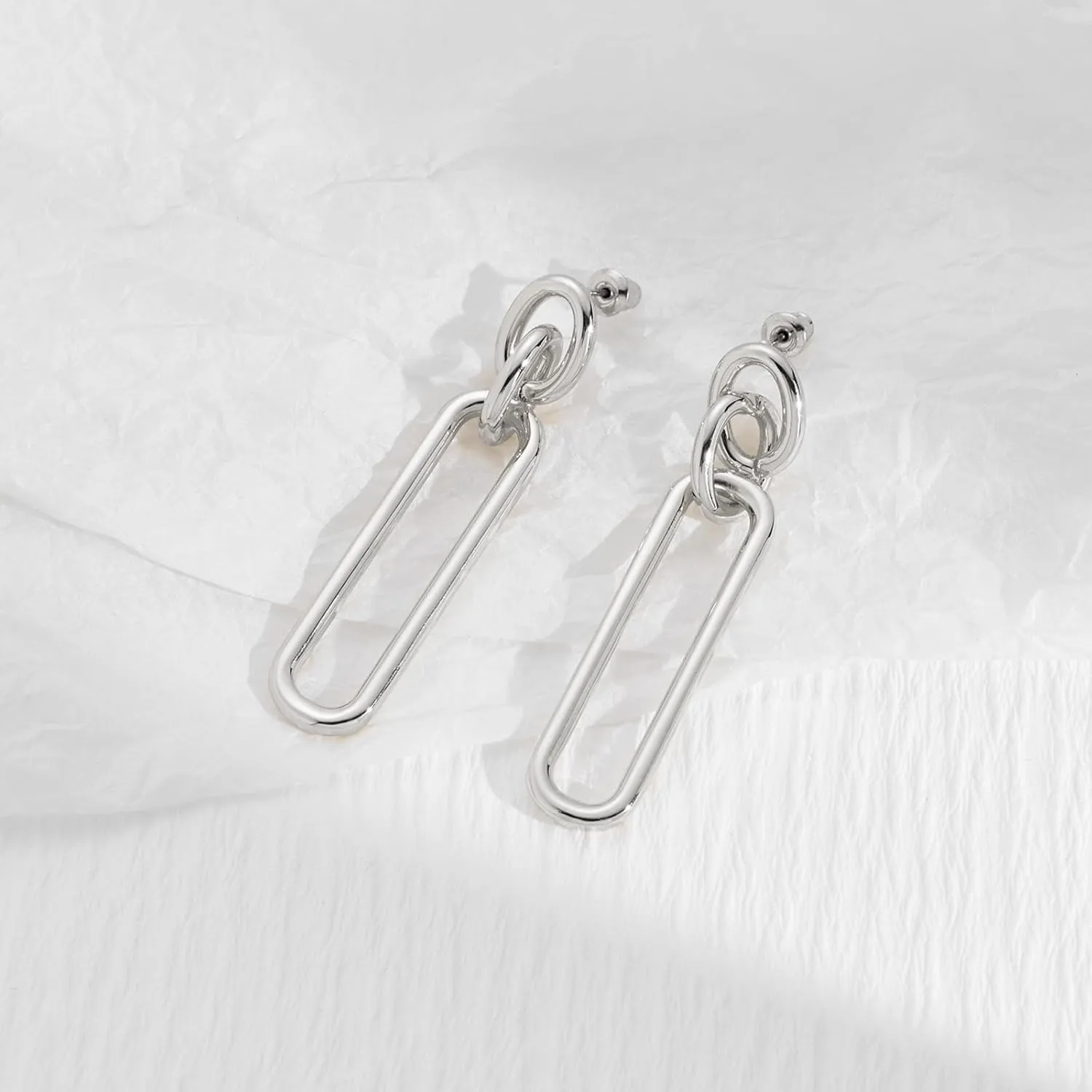 MUYAN Geometric Link Drop Dangle Earrings for Women Long Link Dangle Earrings Jewelry Gold Silver Earrings