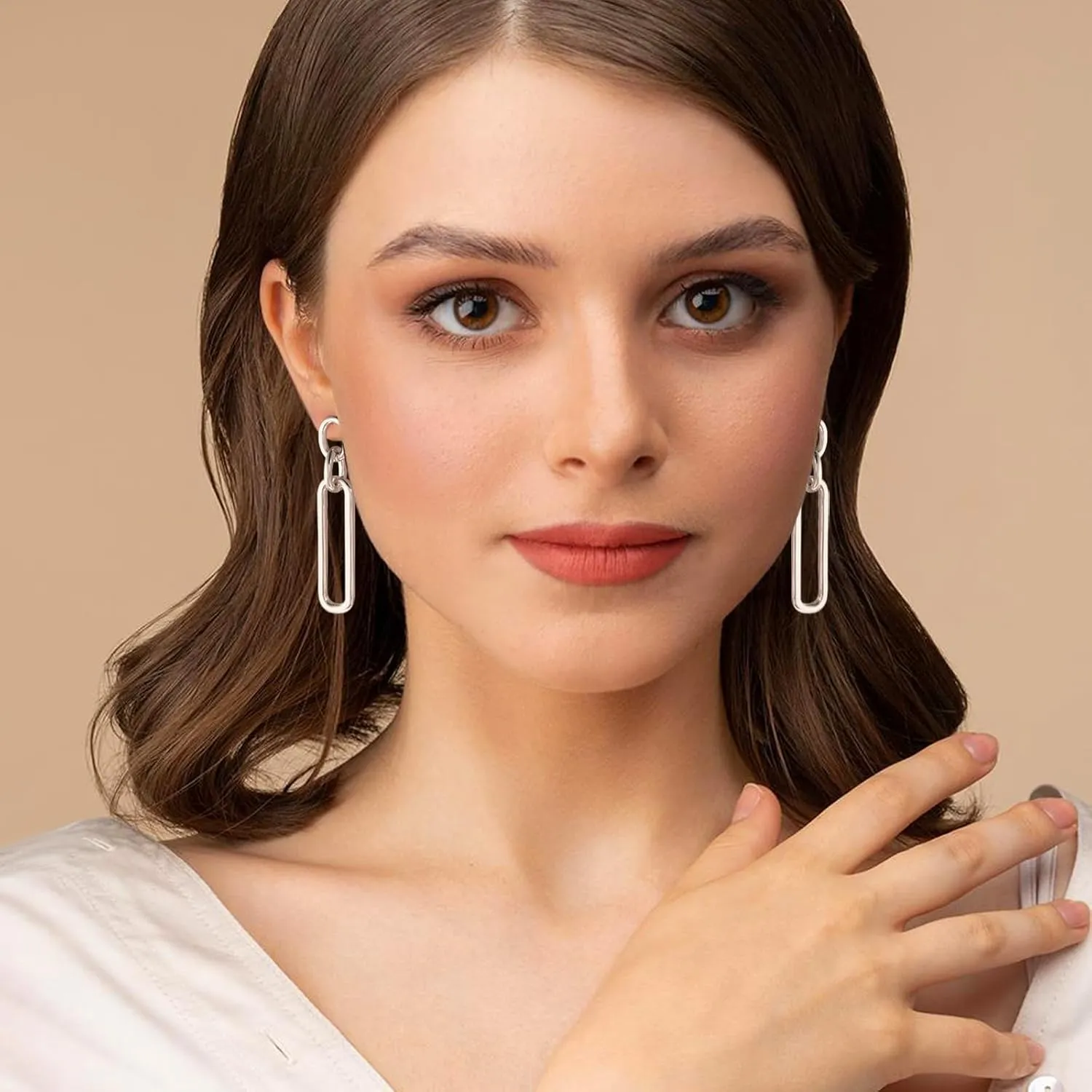 MUYAN Geometric Link Drop Dangle Earrings for Women Long Link Dangle Earrings Jewelry Gold Silver Earrings