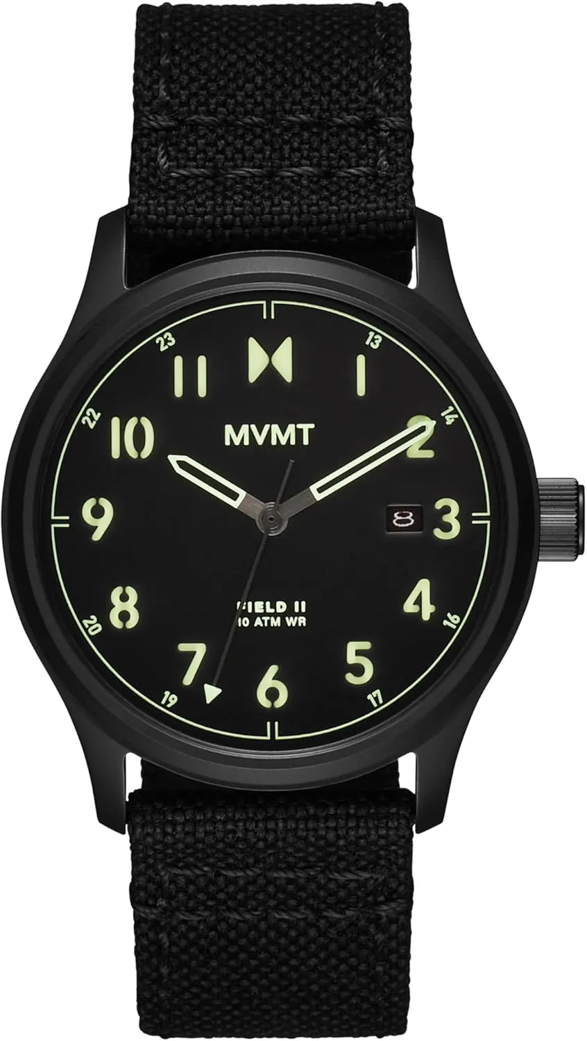MVMT Field 3H Timepieces for Men - Stainless Steel - Water Resistant 10 ATM/100 Meters - Sporty to Casual - 41mm