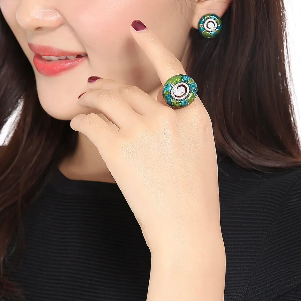 Mytyts Enamel Statement Rings for Women Fashion Crystal Cocktail Anniversary Rings