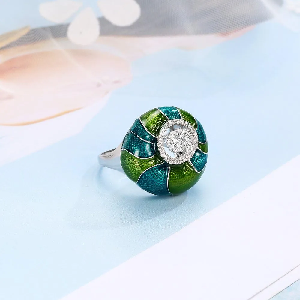 Mytyts Enamel Statement Rings for Women Fashion Crystal Cocktail Anniversary Rings