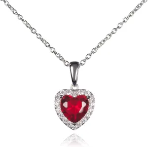 namana Silver Heart Necklace for Women with a Blue or Red Stone, 925 Sterling Silver Necklaces for Women with a Heart Shaped Stone and Cubic Zirconia Sones, Heart Pendant Necklace for Women