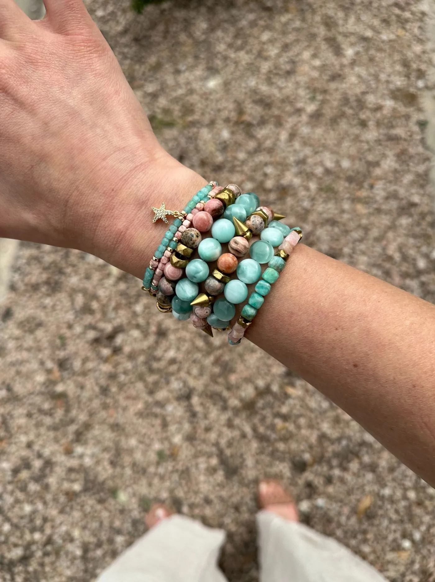 Narrow Amazonite & Opal Bracelet