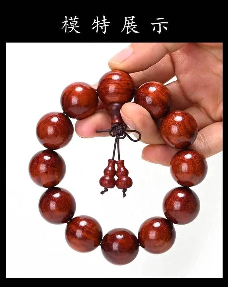 Natural Blood Sandalwood Beads Bracelets Red Japa Mala Beads Bracelet Tibetan Buddhist Wrist Prayer Bracelets