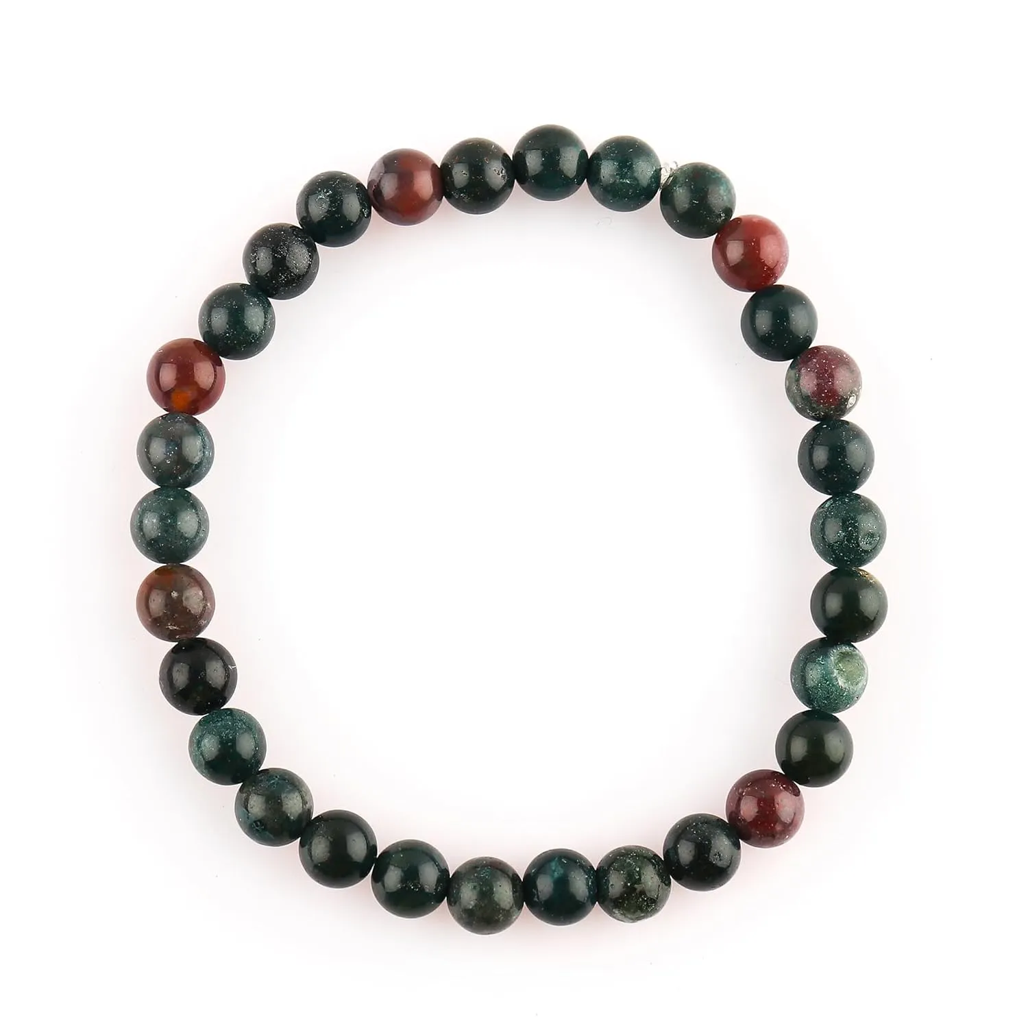 Natural Bloodstone Gemstone Stretchable Bracelet for Men Women, Elastic Adjustable Crystal Bracelet for Anxiety Relief, Spiritual Healing, Christmas Gift (Bloodstone)