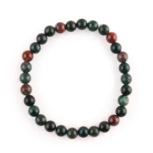 Natural Bloodstone Gemstone Stretchable Bracelet for Men Women, Elastic Adjustable Crystal Bracelet for Anxiety Relief, Spiritual Healing, Christmas Gift (Bloodstone)