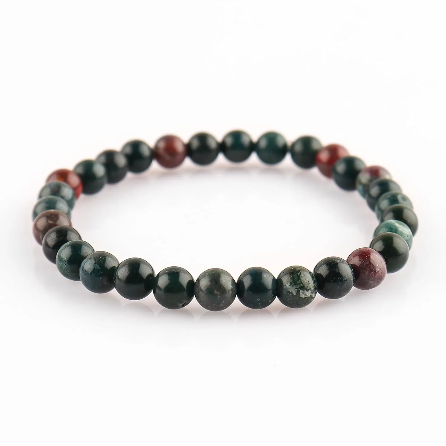 Natural Bloodstone Gemstone Stretchable Bracelet for Men Women, Elastic Adjustable Crystal Bracelet for Anxiety Relief, Spiritual Healing, Christmas Gift (Bloodstone)