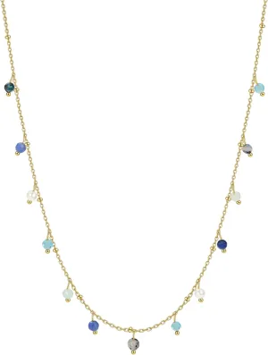 Natural Stone Necklaces for Women 14K Gold Plated waterproof Dainty Colorful Beaded Charm Choker Delicate Cute Summer Boho Beach Necklaces Jewelry Gift Sister, best friend, Birthday
