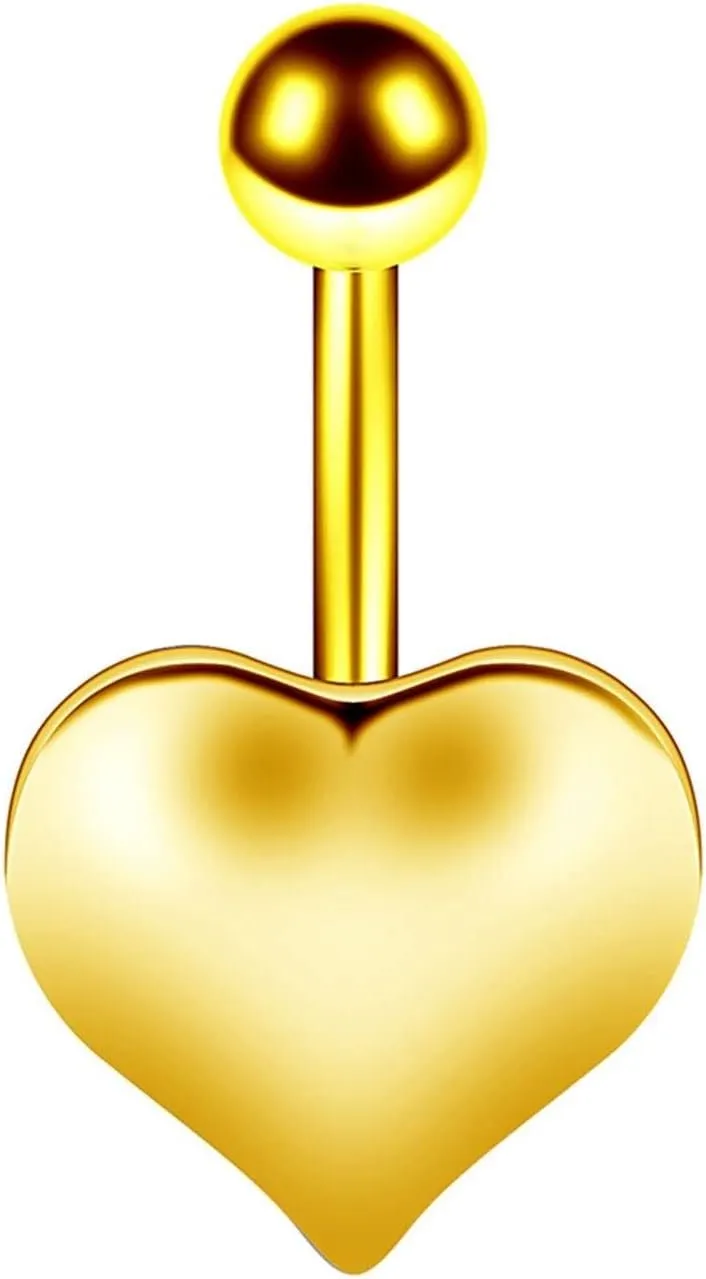 Navel Rings for Women, Belly Button Rings Belly Button Ring Surgical Steel Simple Heart Gold Belly Button Rings
