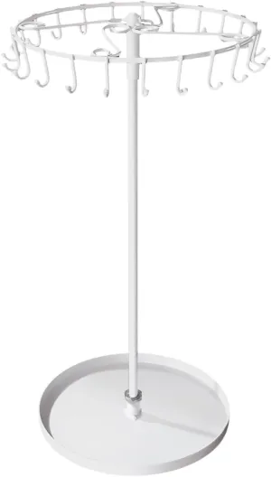 Necklace Holder Adjustable Jewelry Holder Organizer Rotating Display Stand for Necklaces Rings Bracelet Keychain Storage (White)