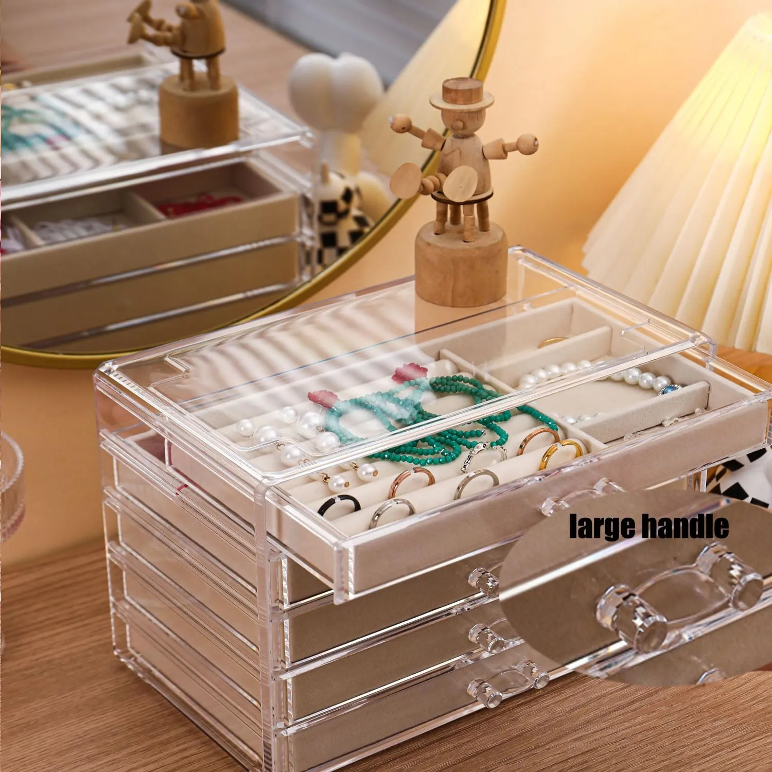 Necklace Organizer Box, Tray with 5 Drawers, Dustproof Velvet Necklaces Storage Holder Display Case, jewelry box for necklaces for Pendant Suitable for Women and Girls (5Drawer)
