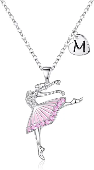 Necklaces for Girls Teen Girls, Dance Recital Necklace Ballerina Gifts for Girls Teen Girls Jewelry Initial Necklaces Birthday Christmas Gifts for Girls Teen Girls Daughter Granddaughter Niece