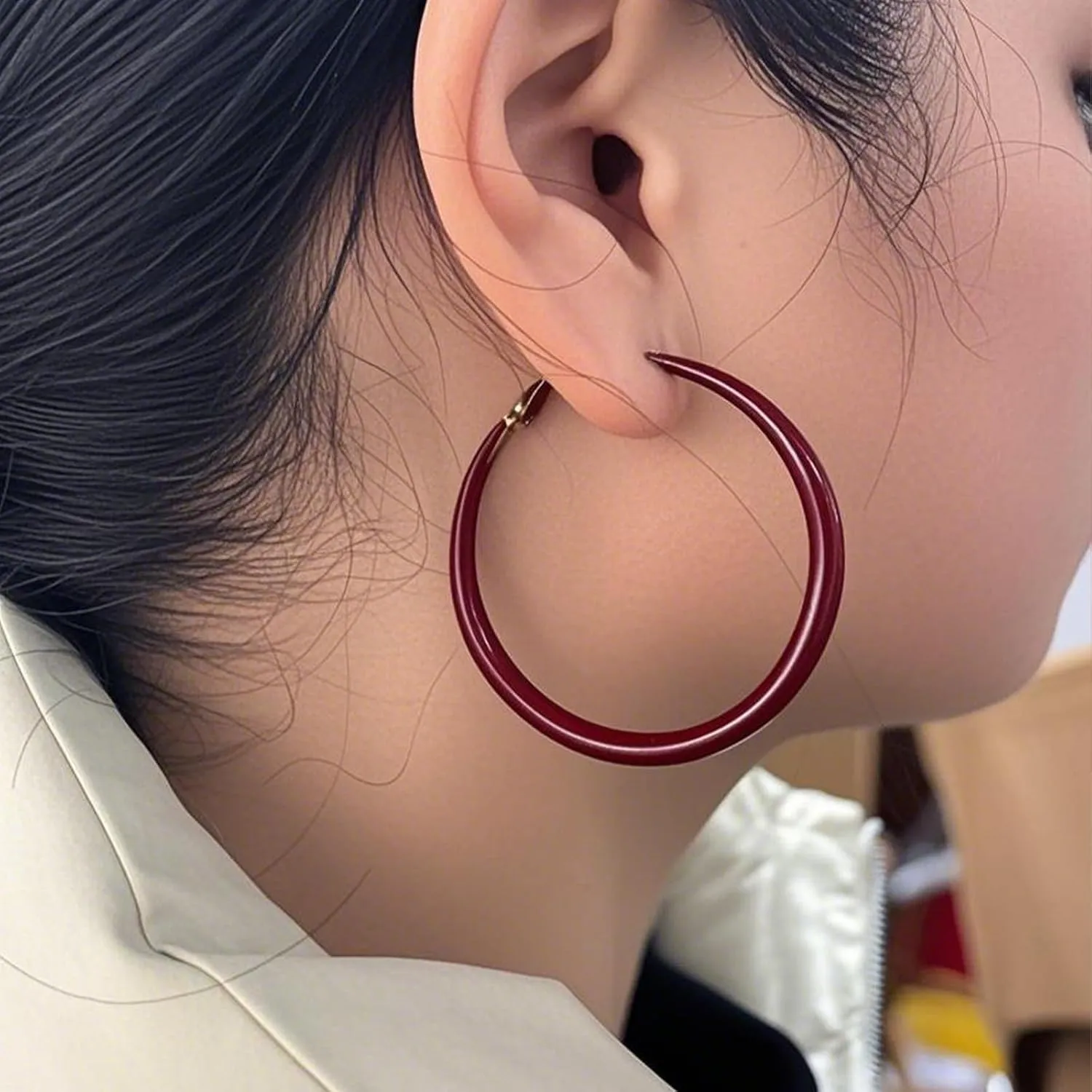 Neon Hoop Earrings for Women Exaggerated 80s 90s Colorful Chunky Statement Hoops Earring Lightweight Hypoallergenic Big Hoops for Glow Party Outfits Y2k Jewelry Accessories