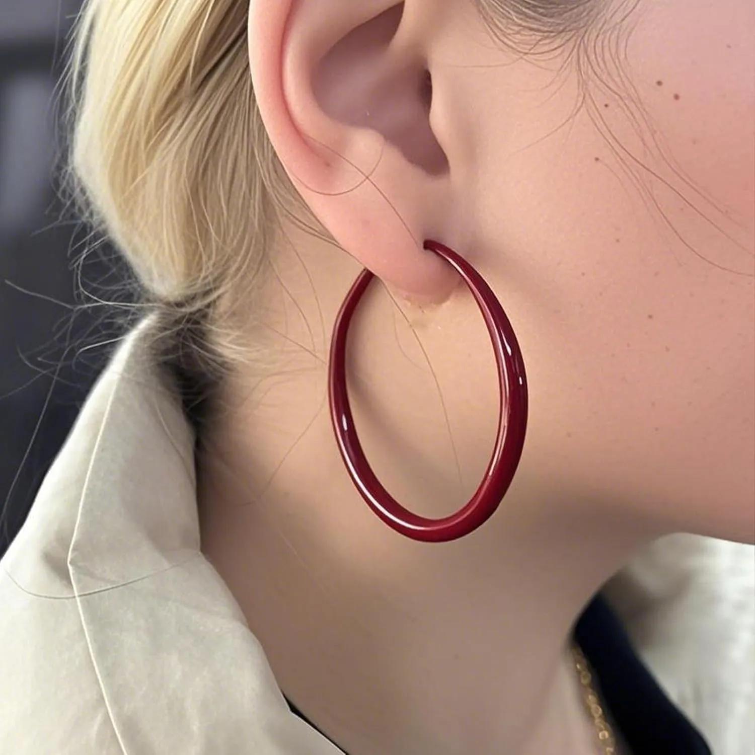 Neon Hoop Earrings for Women Exaggerated 80s 90s Colorful Chunky Statement Hoops Earring Lightweight Hypoallergenic Big Hoops for Glow Party Outfits Y2k Jewelry Accessories