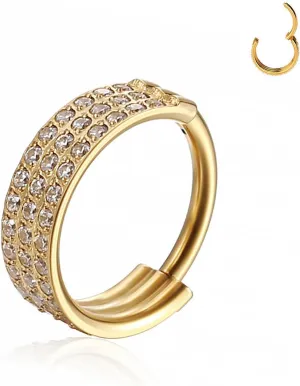 Nose Rings Hoop 16G 316L Surgical Steel-Piercing Jewelry Conch Hoop w/Zircon,Seamless Hinge Design- Helix Rook Lobe Earring Lip Rings Cartilage Hoop Earring for Women &Men