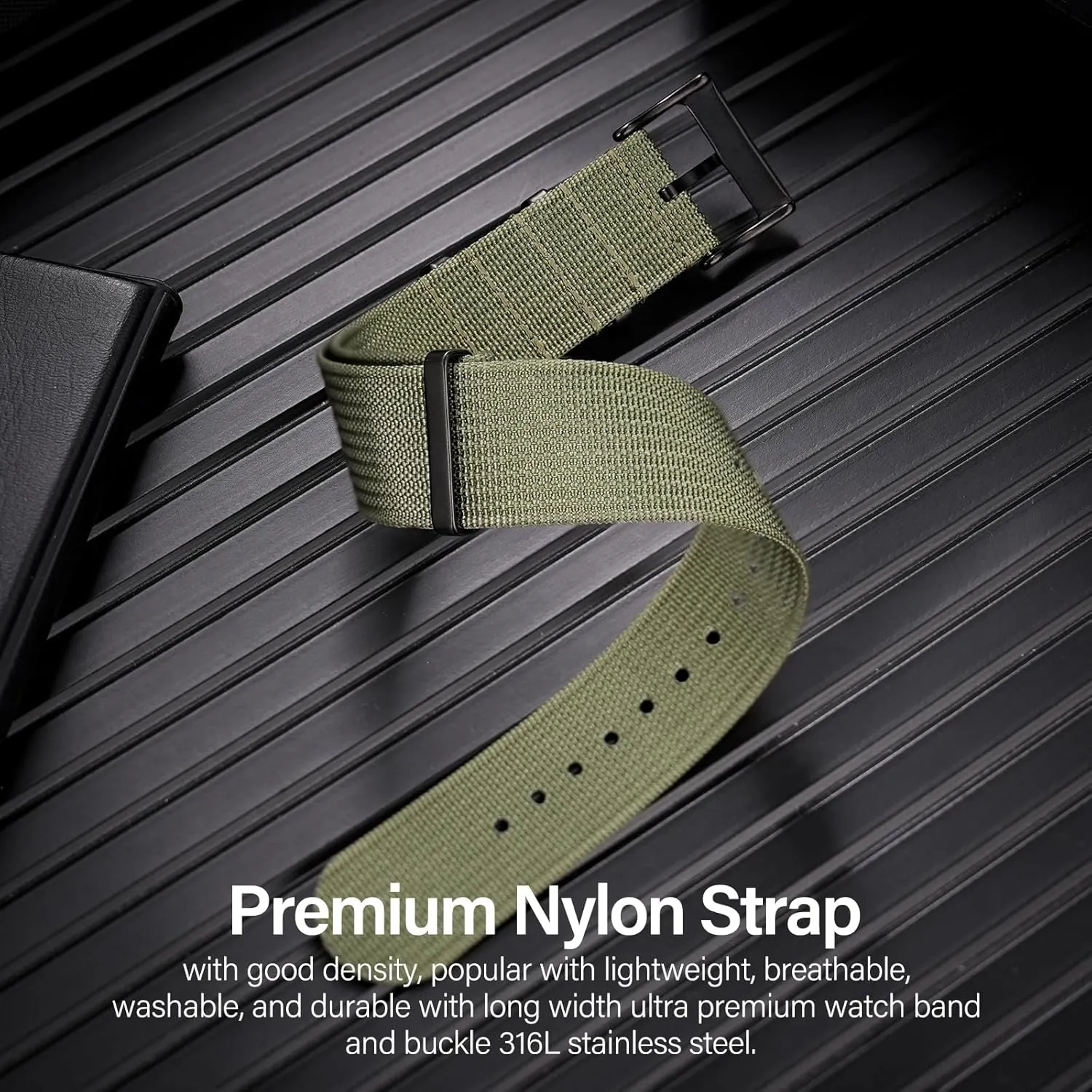 Nylon Watch Band 18mm 19 mm 20mm 22 mm 24 mm, Waterproof Military Watch Straps Replacement for Men Women, With Stainless Steel Buckle