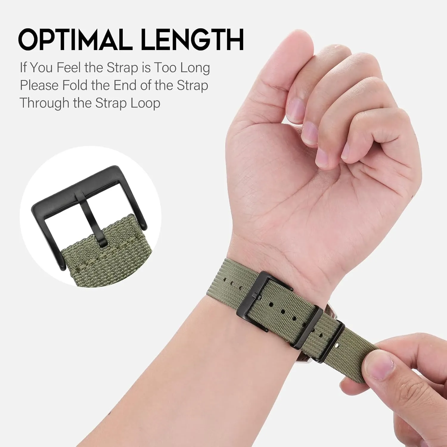 Nylon Watch Band 18mm 19 mm 20mm 22 mm 24 mm, Waterproof Military Watch Straps Replacement for Men Women, With Stainless Steel Buckle