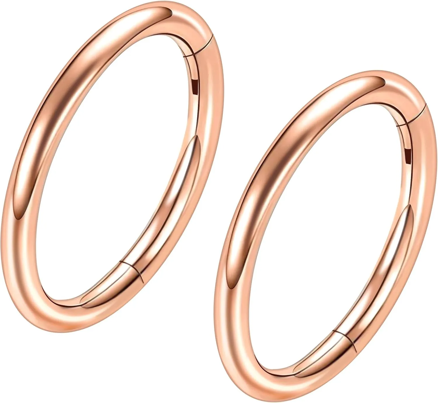 ONESING 2 PCS Nose Rings Hoops 14G 16G 18G 20G Surgical Steel Septum Rings Cartilage Tragus Round Hinged Nose Rings Piercing Jewelry for Women Men 6-12mm