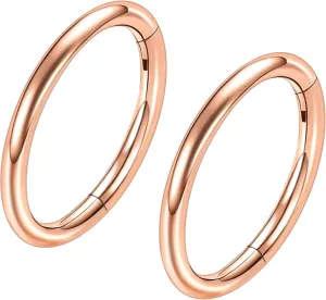 ONESING 2 PCS Nose Rings Hoops 14G 16G 18G 20G Surgical Steel Septum Rings Cartilage Tragus Round Hinged Nose Rings Piercing Jewelry for Women Men 6-12mm