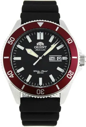 Orient RA-AA0011B Men's Kano Silicone Band Red Bezel Black Dial Automatic Dive Watch